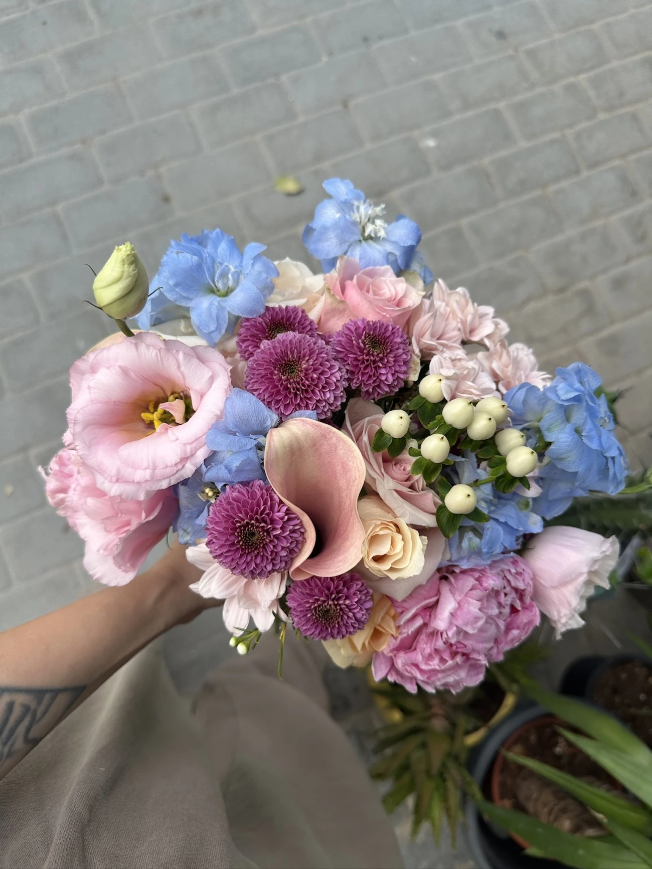 Lisyantus Delphunium Şakayık buketi