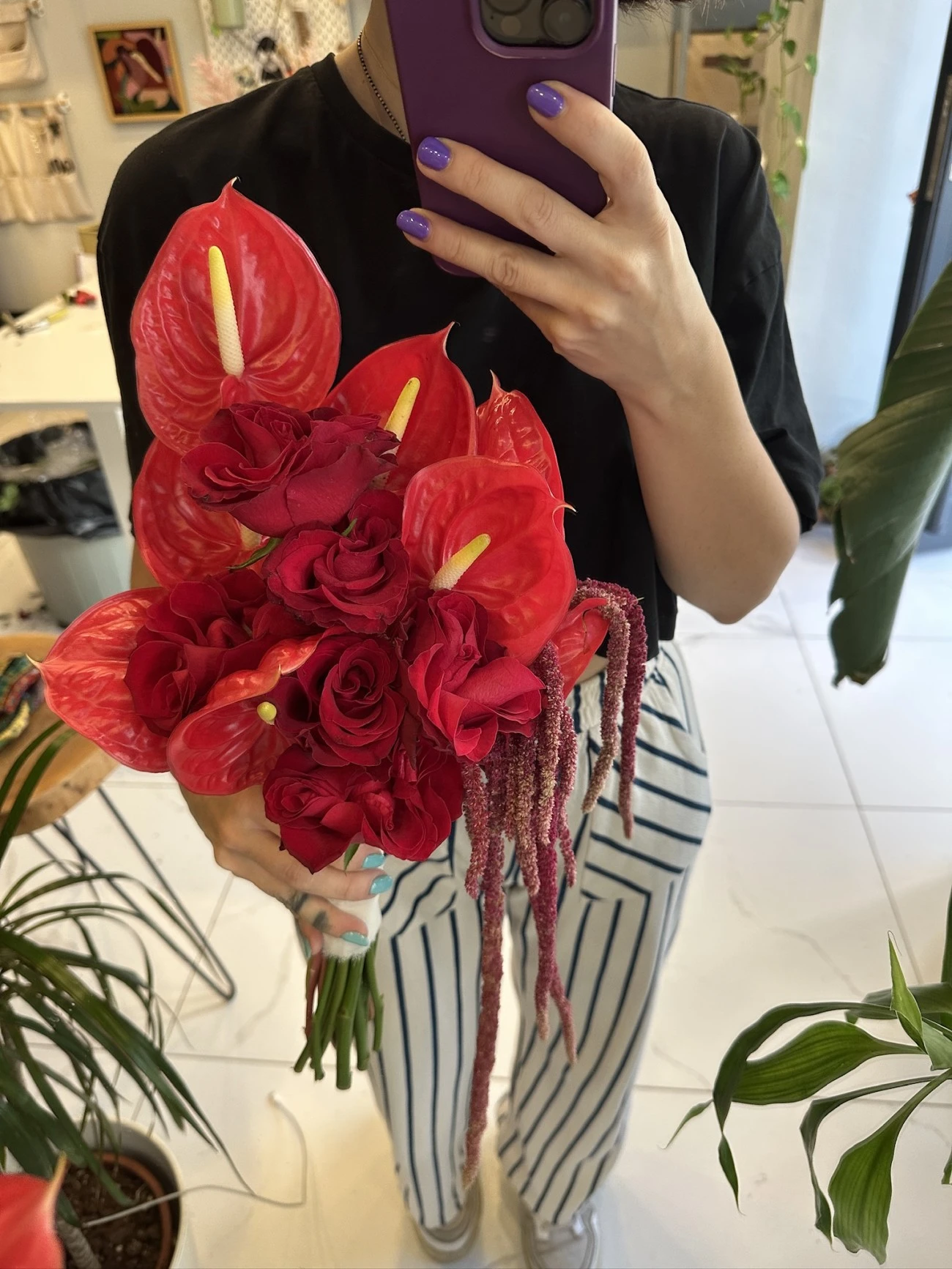 Gül Anthurium Buketi kırmızı